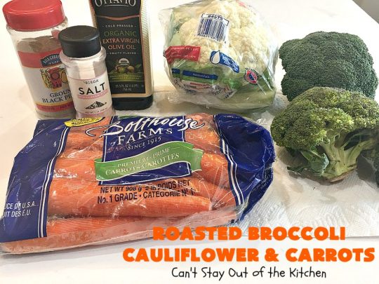 Roasted Broccoli, Cauliflower and Carrots | Can't Stay Out of the Kitchen | this easy, simple & delicious #vegetable #SideDish is wonderful for any entree. It's also great for #MeatlessMondays. #Vegan #GlutenFree #Healthy #LowCalorie #CleanEating #carrots #Broccoli #Cauliflower #RoastedBroccoliCauliflowerAndCarrots