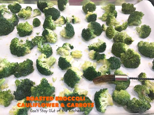 Roasted Broccoli, Cauliflower and Carrots | Can't Stay Out of the Kitchen | this easy, simple & delicious #vegetable #SideDish is wonderful for any entree. It's also great for #MeatlessMondays. #Vegan #GlutenFree #Healthy #LowCalorie #CleanEating #carrots #Broccoli #Cauliflower #RoastedBroccoliCauliflowerAndCarrots