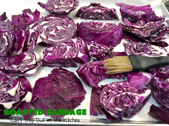 Roasted Cabbage | Can't Stay Out of the Kitchen | this delicious 4 ingredient #SideDish is so easy & a delightful way to serve #cabbage. #Healthy #Vegan #GlutenFree #LowCalorie #Vegetable #RoastedCabbage