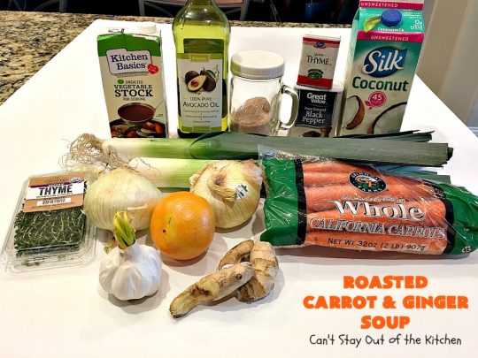 Roasted Carrot and Ginger Soup | Can't Stay Out of the Kitchen | this lovely #soup is creamy & delicious & perfect for cold, winter nights when you want comfort food. #carrots #ginger #leeks #glutenfree #vegan #MeatlessMondays