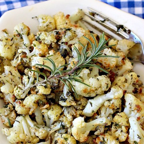 Roasted Cauliflower | Can't Stay Out of the Kitchen | fantastic side dish that's so quick & easy. Great for #holiday meals too. Healthy, low calorie, #glutenfree #vegan. #cauliflower