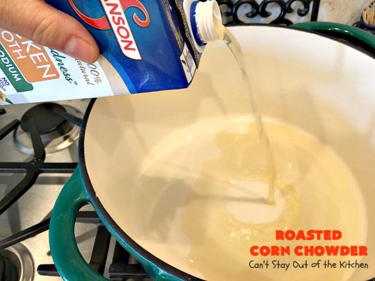 Roasted Corn Chowder | Can't Stay Out of the Kitchen | this is one of our favorite #soup recipes & amazing comfort food for the #fall. Dinner can be ready in about 30 minutes with this #corn #chowder. #glutenfree