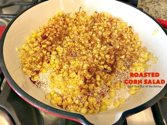 Roasted Corn Salad | Can't Stay Out of the Kitchen | this healthy, clean-eating #salad is full of flavor & crunchy goodness. Perfect main dish salad. #chicken #avocados #corn #glutenfree