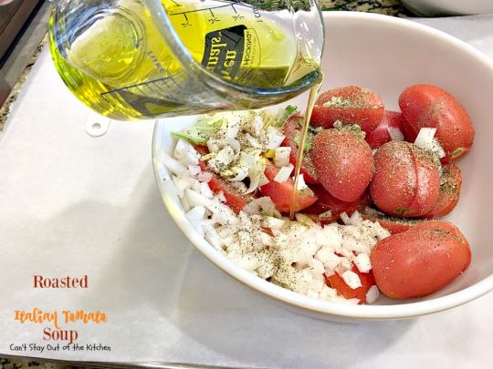 Roasted Italian Tomato Soup | Can't Stay Out of the Kitchen | this amazing #soup has spectacular flavor from lots of fresh herbs. Amazing comfort food. Great #lowcalorie meal for after the #holidays. #tomatoes #glutenfree #vegan