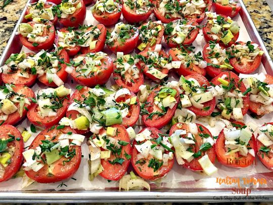 Roasted Italian Tomato Soup | Can't Stay Out of the Kitchen | this amazing #soup has spectacular flavor from lots of fresh herbs. Amazing comfort food. Great #lowcalorie meal for after the #holidays. #tomatoes #glutenfree #vegan
