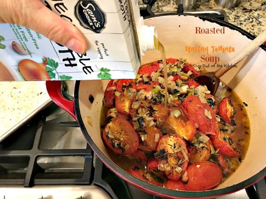 Roasted Italian Tomato Soup | Can't Stay Out of the Kitchen | this amazing #soup has spectacular flavor from lots of fresh herbs. Amazing comfort food. Great #lowcalorie meal for after the #holidays. #tomatoes #glutenfree #vegan