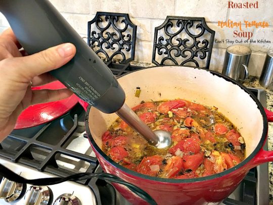 Roasted Italian Tomato Soup | Can't Stay Out of the Kitchen | this amazing #soup has spectacular flavor from lots of fresh herbs. Amazing comfort food. Great #lowcalorie meal for after the #holidays. #tomatoes #glutenfree #vegan