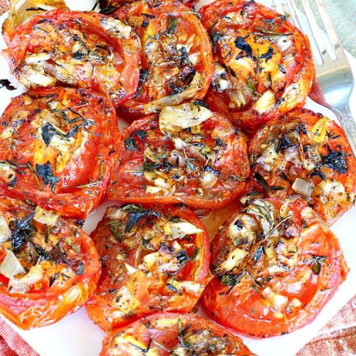 Roasted Italian Tomatoes | Can't Stay Out of the Kitchen | these #tomatoes are heavenly. You won't want to make them any other way after trying these! Great for a #holiday #sidedish too. #glutenfree #vegan #cleaneating