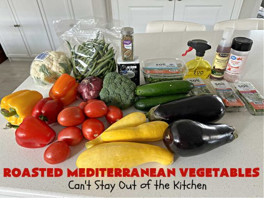 Roasted Mediterranean Vegetables | Can't Stay Out of the Kitchen | These #Mediterranean-style #vegetables are seasoned wonderfully & boosted in flavor by #roasting instead of boiling or baking in #casseroles. #OliveOil & #BalsamicVinegar provide the perfect accompaniment to evoke the delights of some of your favorite foods. Excellent #SideDish for any #entree, especially when serving a crowd. #healthy #LowCalorie #vegan #GlutenFree #RoastedMediterraneanVegetables