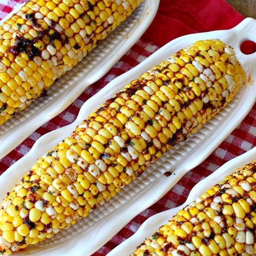 Roasted Paprika Corn | Can't Stay Out of the Kitchen | this fantastic #CornOnTheCob #recipe got 5 stars when I made it for company a couple of weeks ago. Amazing for #tailgating parties, potlucks, backyard barbecues or summer #holiday fun like #LaborDay. #Healthy, #LowCalorie & #GlutenFree. #corn #HolidaySideDish #RoastedPaprikaCorn