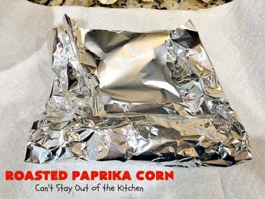 Roasted Paprika Corn | Can't Stay Out of the Kitchen | this fantastic #CornOnTheCob #recipe got 5 stars when I made it for company a couple of weeks ago. Amazing for #tailgating parties, potlucks, backyard barbecues or summer #holiday fun like #LaborDay. #Healthy, #LowCalorie & #GlutenFree. #corn #HolidaySideDish #RoastedPaprikaCorn