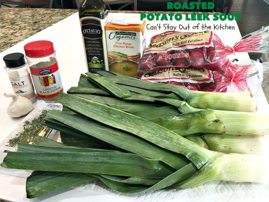 Roasted Potato Leek Soup | Can't Stay Out of the Kitchen | this fantastic #soup is made by roasting #RedPotatoes, #Leeks & a whole garlic bulb. 8-ingredient #recipe is really easy & delicious. This comfort food entree is hearty, filling & so satisfying on cold, winter nights. #potatoes #RoastedPotatoLeekSoup #GlutenFree #healthy #CleanEating #PotatoSoup