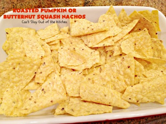 Roasted Pumpkin or Butternut Squash Nachos | Can't Stay Out of the Kitchen | these #nachos are beyond amazing! They use 2 layers of #tortilla chips, #blackbeans, roasted #pumpkin or #butternutsquash, #picodegallo & hot pepperjack #cheese. Perfect #tailgating #appetizer. #glutenfree #vegetarian