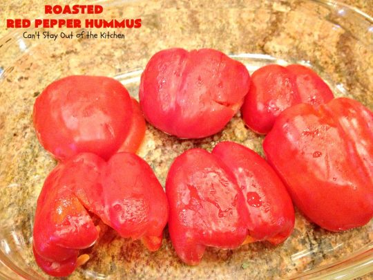 Roasted Red Pepper Hummus | Can't Stay Out of the Kitchen | this is one of the most delectable #hummus #recipes on the planet! It is absolutely succulent & amazing. It's a wonderful treat with #VeggieDippers if you're looking for a #healthy, #LowCalorie, #GlutenFree & #Vegan snack. #appetizer #tailgating #RoastedRedPepperHummus #VeganAppetizer #GlutenFreeAppetizer