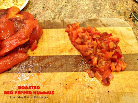 Roasted Red Pepper Hummus | Can't Stay Out of the Kitchen | this is one of the most delectable #hummus #recipes on the planet! It is absolutely succulent & amazing. It's a wonderful treat with #VeggieDippers if you're looking for a #healthy, #LowCalorie, #GlutenFree & #Vegan snack. #appetizer #tailgating #RoastedRedPepperHummus #VeganAppetizer #GlutenFreeAppetizer