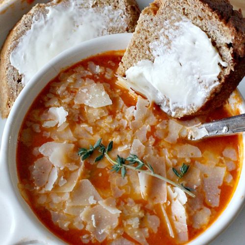 Roasted Tomato Basil Soup | Can't Stay Out of the Kitchen | terrific #InaGarten #recipe made with roasted #tomatoes. It's irresistible on cold, winter nights. Our company raved over this scrumptious #TomatoBasilSoup. This comfort food #soup is #healthy, #LowCalorie, #CleanEating, #Vegan & #GlutenFree. #basil #TheBarefootContessa #RoastedTomatoBasilSoup