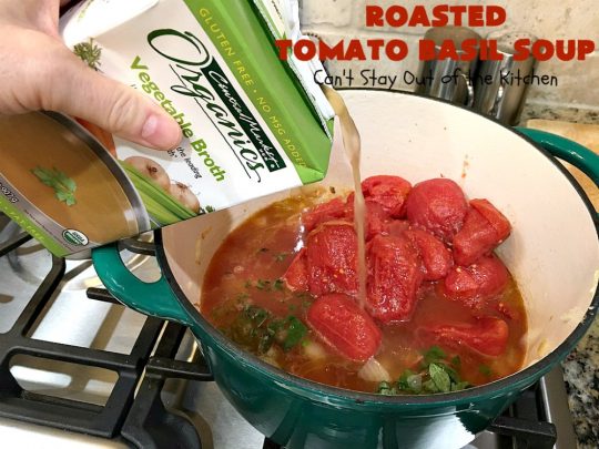Roasted Tomato Basil Soup | Can't Stay Out of the Kitchen | terrific #InaGarten #recipe made with roasted #tomatoes. It's irresistible on cold, winter nights. Our company raved over this scrumptious #TomatoBasilSoup. This comfort food #soup is #healthy, #LowCalorie, #CleanEating, #Vegan & #GlutenFree. #basil #TheBarefootContessa #RoastedTomatoBasilSoup