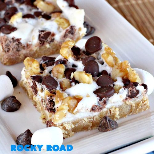 Rocky Road S'Mores Bars | Can't Stay Out of the Kitchen | We have loved these #brownies for decades! They are absolutely mouthwatering & will have you drooling from the first bite. #cookies #RockyRoad #dessert #Marshmallows #SMoresBars #GrahamCrackers #RockyRoadSmoresBars #chocolate #MarshmallowDessert #ChocolateDessert #RockyRoadDessert #SmoresDessert #Tailgating