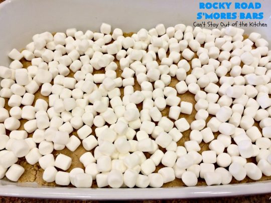 Rocky Road S'Mores Bars | Can't Stay Out of the Kitchen | We have loved these #brownies for decades! They are absolutely mouthwatering & will have you drooling from the first bite. #cookies #RockyRoad #dessert #Marshmallows  #SMoresBars #GrahamCrackers #RockyRoadSmoresBars #chocolate #MarshmallowDessert #ChocolateDessert #RockyRoadDessert #SmoresDessert #Tailgating
