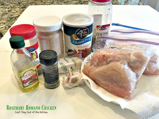 Rosemary Romano Chicken | Can't Stay Out of the Kitchen | this fabulous #chicken entree can be oven ready in 5 minutes! Great #casserole to make when you're short on time. #romanocheese #glutenfree