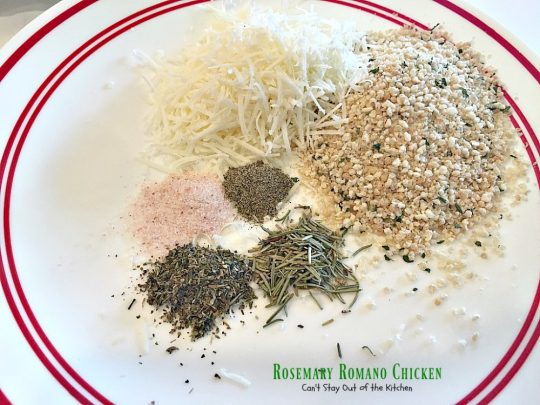 Rosemary Romano Chicken | Can't Stay Out of the Kitchen | this fabulous #chicken entree can be oven ready in 5 minutes! Great #casserole to make when you're short on time. #romanocheese #glutenfree