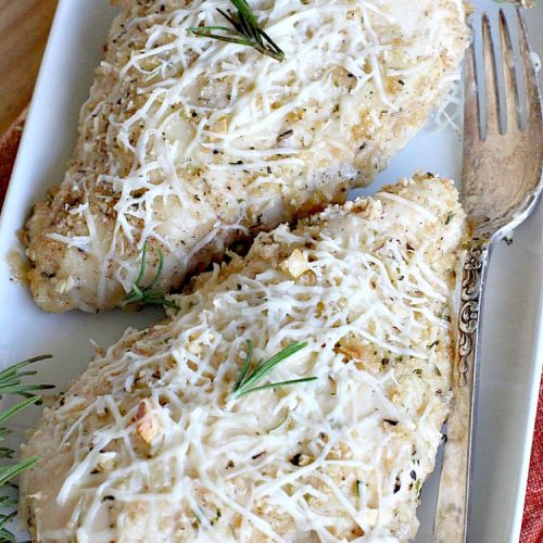 Rosemary Romano Chicken | Can't Stay Out of the Kitchen | this fabulous #chicken entree can be oven ready in 5 minutes! Great #casserole to make when you're short on time. #romanocheese #glutenfree