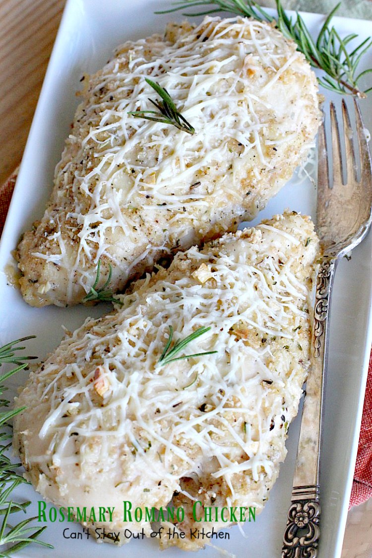 Rosemary Romano Chicken | Can't Stay Out of the Kitchen | this fabulous #chicken entree can be oven ready in 5 minutes! Great #casserole to make when you're short on time. #romanocheese #glutenfree