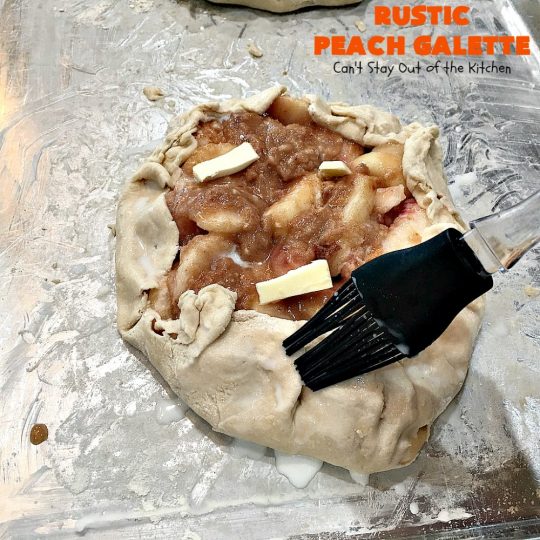 Rustic Peach Galette | Can't Stay Out of the Kitchen | this rustic version of #peachpie is sensational. Every bite will have you drooling! #peaches #WhiteFleshPeaches #peachdessert #dessert #CANbassador #WashingtonStateFruitCommission #WashingtonStateStoneFruitGrowers