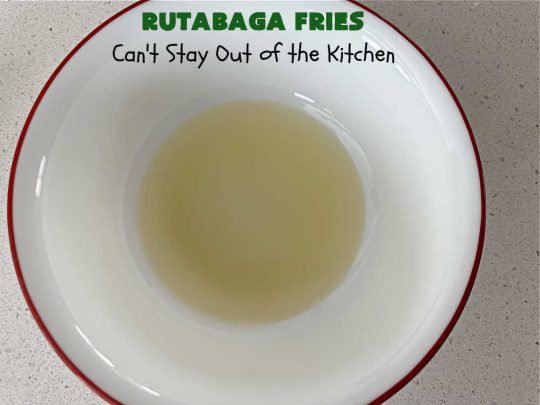 Rutabaga Fries | Can't Stay Out of the Kitchen | #RutabagaFries are sensational! Easier to make than #SweetPotatoFries & taste just like them! #Healthy, #LowCalorie, #GlutenFree, #Vegan snack. Serve with ketchup, #RanchDressing, #HoneyMustard or your favorite dipping sauce. Great for #tailgating parties too. #rutabagas #SideDish #FrenchFries