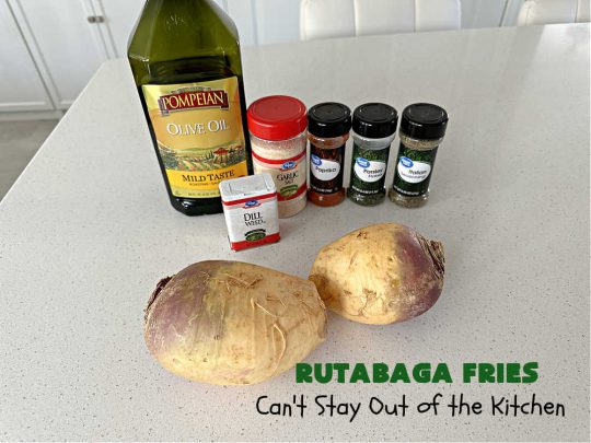 Rutabaga Fries | Can't Stay Out of the Kitchen | #RutabagaFries are sensational! Easier to make than #SweetPotatoFries & taste just like them! #Healthy, #LowCalorie, #GlutenFree, #Vegan snack. Serve with ketchup, #RanchDressing, #HoneyMustard or your favorite dipping sauce. Great for #tailgating parties too. #rutabagas #SideDish #FrenchFries