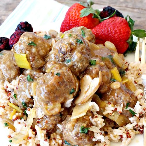 Salisbury Steak Meatballs | Can't Stay Out of the Kitchen | these sumptuous #meatballs were a big hit with our company. Serve over #rice or #noodles. #glutenfree #salisburysteak #beef