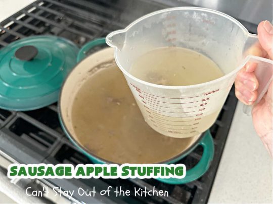 Sausage Apple Stuffing | Can't Stay Out of the Kitchen | this fantastic #stuffing #recipe is based on a #FannyFarmerCookbook recipe. It includes #sausage, #apples, #celery & it's made with a wholesome #EzekielBread. Perfect to serve with #chicken or #Turkey. #pork #Thanksgiving #Christmas #SausageAppleStuffing