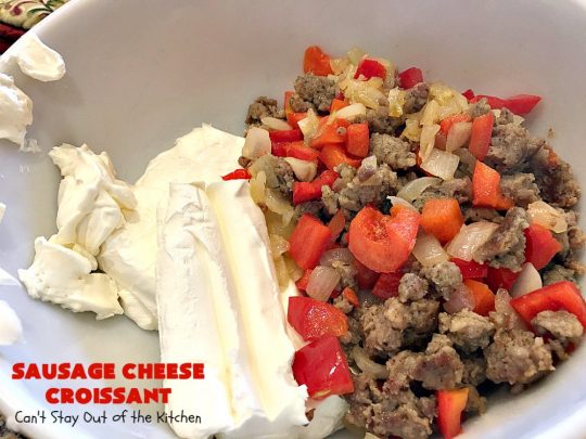 Sausage Cheese Croissant | Can't Stay Out of the Kitchen | this delicious #croissant is stuffed with #sausage & cream cheese and perfect for a #holiday or company #breakfast.