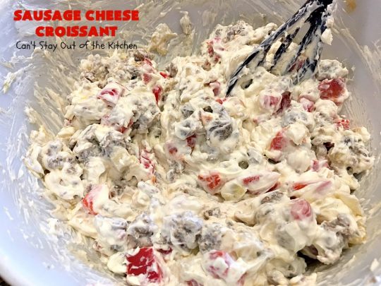 Sausage Cheese Croissant | Can't Stay Out of the Kitchen | this delicious #croissant is stuffed with #sausage & cream cheese and perfect for a #holiday or company #breakfast.