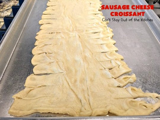 Sausage Cheese Croissant | Can't Stay Out of the Kitchen | this delicious #croissant is stuffed with #sausage & cream cheese and perfect for a #holiday or company #breakfast.