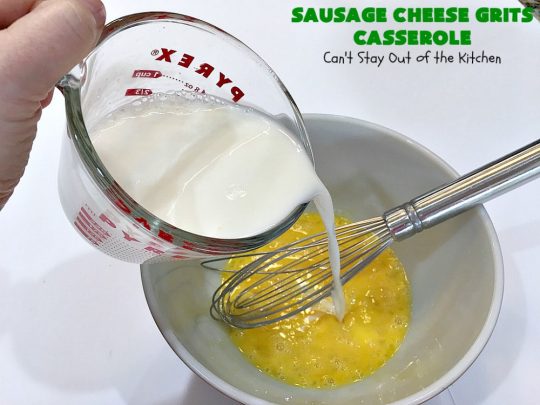 Sausage Cheese Grits Casserole | Can't Stay Out of the Kitchen | this amazing #Grits #casserole is amped up in flavor with the additions of #sausage & #CheddarCheese. Because it can be prepared a day in advance, it's an easy & delicious #breakfast dish for #holiday fare like #MothersDay or #FathersDay. #Southern #Pork #SausageGrits #CheeseGrits #SausageCheeseGritsCasserole #GlutenFree #GlutenFreeBreakfast #HolidayBreakfast #MothersDayBreakast #FathersDayBreakfast #GlutenFreeCheeseGrits 