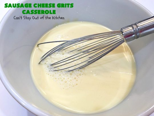 Sausage Cheese Grits Casserole | Can't Stay Out of the Kitchen | this amazing #Grits #casserole is amped up in flavor with the additions of #sausage & #CheddarCheese. Because it can be prepared a day in advance, it's an easy & delicious #breakfast dish for #holiday fare like #MothersDay or #FathersDay. #Southern #Pork #SausageGrits #CheeseGrits #SausageCheeseGritsCasserole #GlutenFree #GlutenFreeBreakfast #HolidayBreakfast #MothersDayBreakast #FathersDayBreakfast #GlutenFreeCheeseGrits 