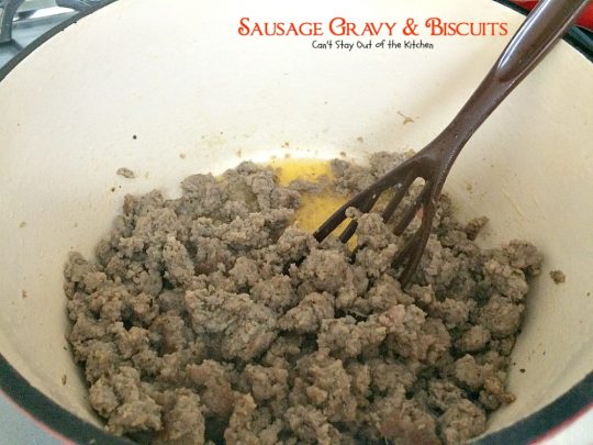 Sausage Gravy and Biscuits | Can't Stay Out of the Kitchen | this fantastic #breakfast #entree is wonderful served over homemade biscuits and is great for #holidays or country breakfasts. #sausage