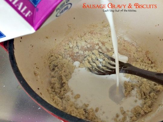 Sausage Gravy and Biscuits | Can't Stay Out of the Kitchen | this fantastic #breakfast #entree is wonderful served over homemade biscuits and is great for #holidays or country breakfasts. #sausage