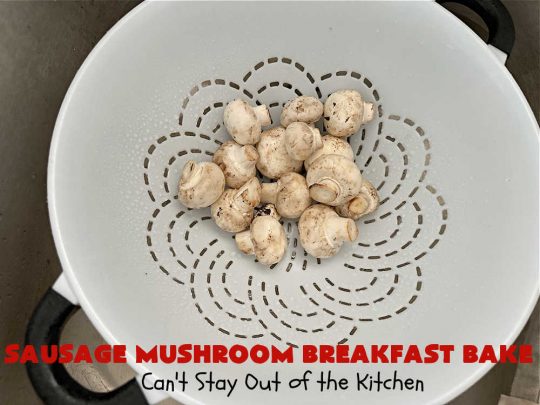 Sausage Mushroom Breakfast Bake | Can't Stay Out of the Kitchen | this #BreakfastCasserole is a delightful change-of-pace from traditional #breakfast #casseroles. This one includes #sausage, #mushrooms, #tomatoes, #eggs #CheddarCheese, #SourdoughBread & is seasoned with #parsley & #chives. It's big on taste & perfect for a weekend, company or #holiday #breakfast or #brunch. Your family & friends will enjoy every bite! #BreakfastBake #SausageMushroomBreakfastBake