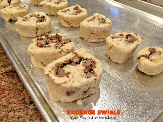 Sausage Swirls | Can't Stay Out of the Kitchen | Terrific #brunch idea for the #holidays. Roll up cooked #sausage in pie crust, bake & voila! You have the best #breakfast imaginable. #HolidayBreakfast #ChristmasBreakfast #NewYearsDayBreakfast #pork #SausageBreakfast
