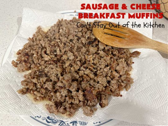 Sausage and Cheese Breakfast Muffins | Can't Stay Out of the Kitchen | these fabulous #BreakfastMuffins include #sausage, #CheddarCheese & #eggs in a cheesy #HashBrown crust. The #muffins are seasoned delightfully & one of the best #breakfast options you'll ever find. Great reheated & can be frozen. #pork #HolidayBreakfast #SausageAndCheeseBreakfastMuffins