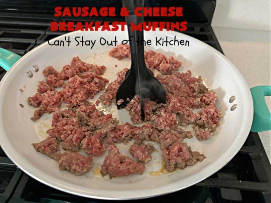 Sausage and Cheese Breakfast Muffins | Can't Stay Out of the Kitchen | these fabulous #BreakfastMuffins include #sausage, #CheddarCheese & #eggs in a cheesy #HashBrown crust. The #muffins are seasoned delightfully & one of the best #breakfast options you'll ever find. Great reheated & can be frozen. #pork #HolidayBreakfast #SausageAndCheeseBreakfastMuffins