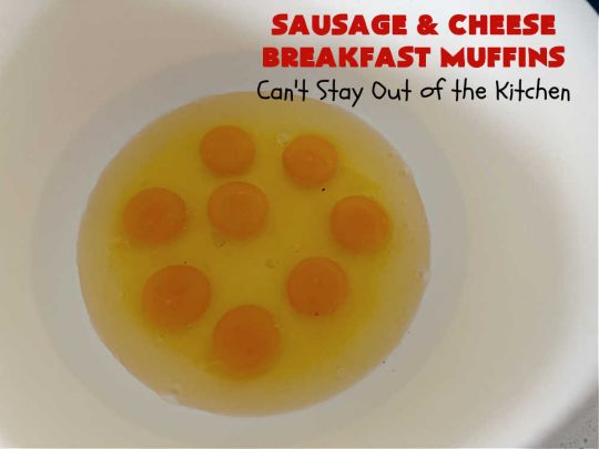 Sausage and Cheese Breakfast Muffins | Can't Stay Out of the Kitchen | these fabulous #BreakfastMuffins include #sausage, #CheddarCheese & #eggs in a cheesy #HashBrown crust. The #muffins are seasoned delightfully & one of the best #breakfast options you'll ever find. Great reheated & can be frozen. #pork #HolidayBreakfast #SausageAndCheeseBreakfastMuffinsSausage and Cheese Breakfast Muffins | Can't Stay Out of the Kitchen | these fabulous #BreakfastMuffins include #sausage, #CheddarCheese & #eggs in a cheesy #HashBrown crust. The #muffins are seasoned delightfully & one of the best #breakfast options you'll ever find. Great reheated & can be frozen. #pork #HolidayBreakfast #SausageAndCheeseBreakfastMuffins
