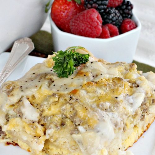 Sausage and Gravy Breakfast Casserole | Can't Stay Out of the Kitchen