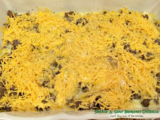 Sausage and Gravy Biscuit Casserole | Can't Stay Out of the Kitchen | one of the BEST #breakfast #casseroles you'll ever eat. This one tastes just like eating #sausage #biscuits and #gravy!