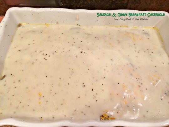 Sausage and Gravy Biscuit Casserole | Can't Stay Out of the Kitchen | one of the BEST #breakfast #casseroles you'll ever eat. This one tastes just like eating #sausage #biscuits and #gravy!