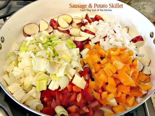 Sausage and Potato Skillet | Can't Stay Out of the Kitchen | this delicious one-dish supper is super quick and easy to make. I used nitrate-free #sausage #redpotatoes & #goudacheese. #pork