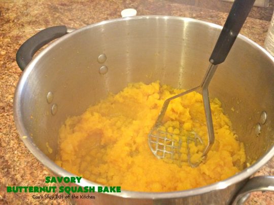 Savory Butternut Squash Bake | Can't Stay Out of the Kitchen | this savory #ButternutSquash #recipe includes a 6-#Cheese #Italian blend that makes this #casserole so mouthwatering our company all wanted seconds! Terrific for #holiday dinners too. #Easter #MothersDay #HolidaySideDish #ButternutSquashCasserole #Squash #SavoryButternutSquashBake