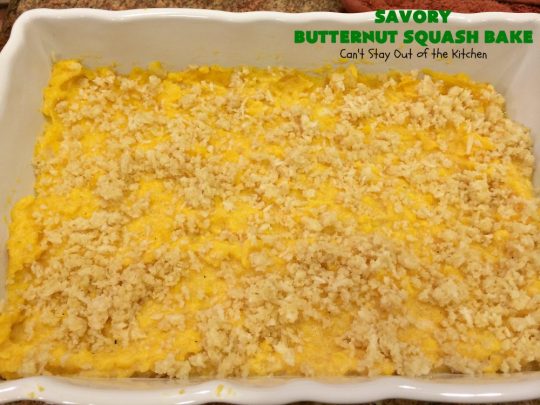 Savory Butternut Squash Bake | Can't Stay Out of the Kitchen | this savory #ButternutSquash #recipe includes a 6-#Cheese #Italian blend that makes this #casserole so mouthwatering our company all wanted seconds! Terrific for #holiday dinners too. #Easter #MothersDay #HolidaySideDish #ButternutSquashCasserole #Squash #SavoryButternutSquashBake